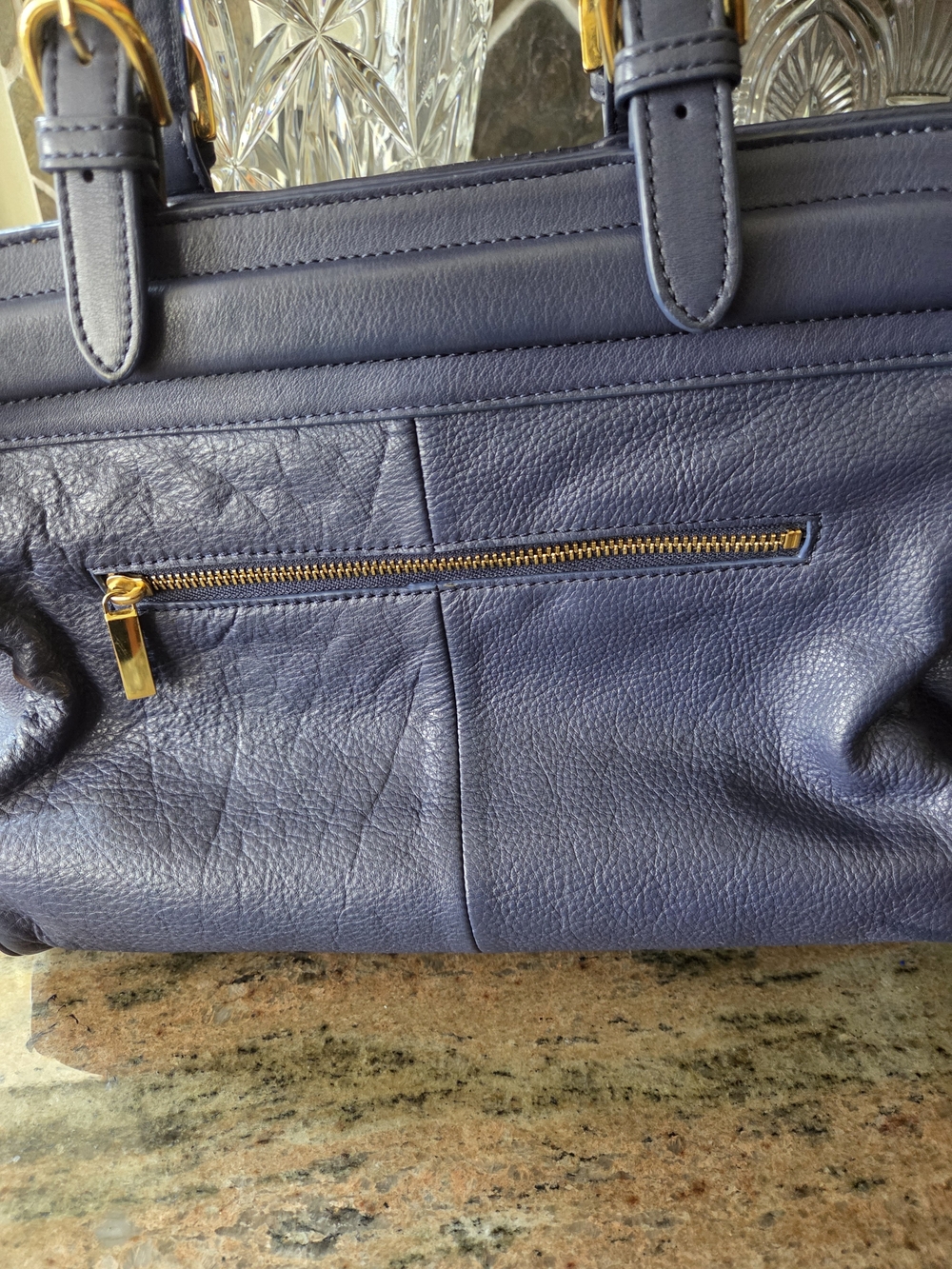 Tory Burch Blue Leather Satchel with Gold Hardware And Wallett - Picture 7 of 12